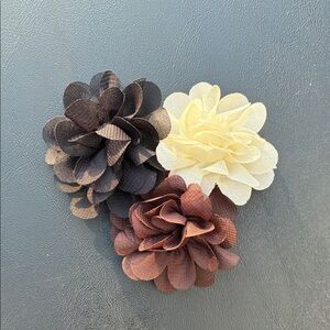 Set of Three Fabric Flower Brooches
